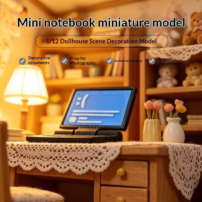 Laptop Accessories For Gift - Mini Dollhouse Simülasyon Dizüstü Bilgisayar Evrensel